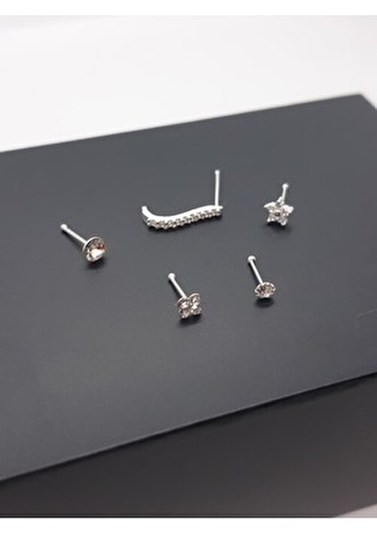 925 Ayar Gümüş 5 Adet Hızma (Zirkon Taşlı 3mm Yuvarlak,yıldız,yonca,2,5mm Yuvarlak,uzun) fırsatları