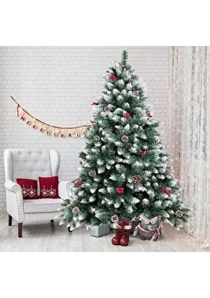 Ithal Lüks Büyük Yılbaşı Çam Ağacı Süslü Karlı Kokinalı Kozalaklı 180CM Yoğun Dallı Dekorasyon Ağaç