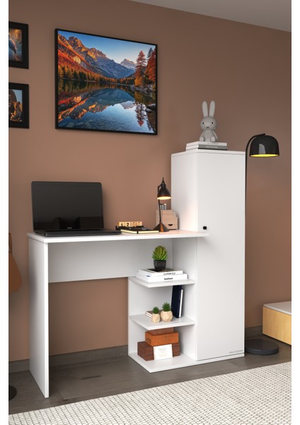 Matilda 2 Raflı Dolaplı Çalışma Masası Beyaz fiyatları