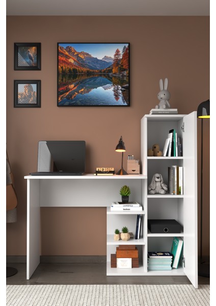 Matilda 2 Raflı Dolaplı Çalışma Masası Beyaz fırsatları