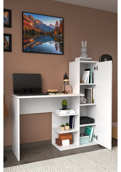 Matilda 2 Raflı Dolaplı Çalışma Masası Beyaz indirimleri
