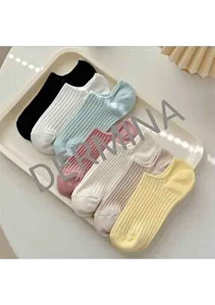 Kadın Patik Çorap 7'li Derbili – Renkli Pamuklu, Kaymaz ve Spor Ayakkabıya Uygun