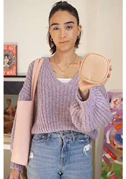 Mini Makyaj Çantası Suni Deri Organizer Özellikli - Kozmetik Çantası