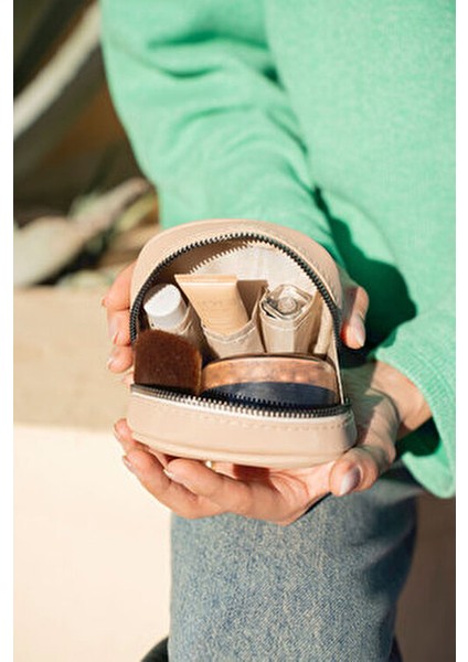 Mini Makyaj Çantası Suni Deri Organizer Özellikli - Kozmetik Çantası indirimleri