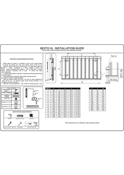 Besto XL Alüminyum Dekoratif Radyatör 600×1600 mm 16 Dilim RAL 9016 Beyaz | 1030W Modern Duvar Tipi modelleri