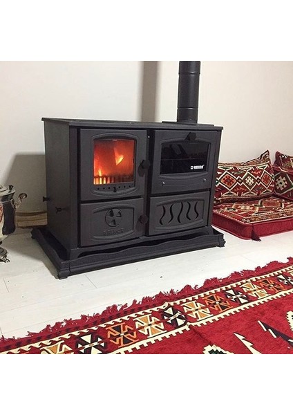 Vezüv Maşinga Soba Döküm Soba Kömür Sobası Odun Sobası Yerli Ürün Mat Siyah Döküm Hazneli