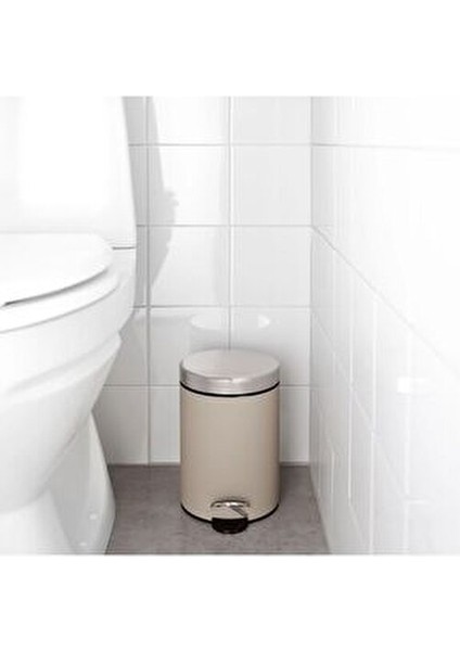 2'li Banyo Seti - Banyo Çöp Kutusu / Kovası 3 Lt ve Tuvalet Fırçası 38CM - Bej indirimleri