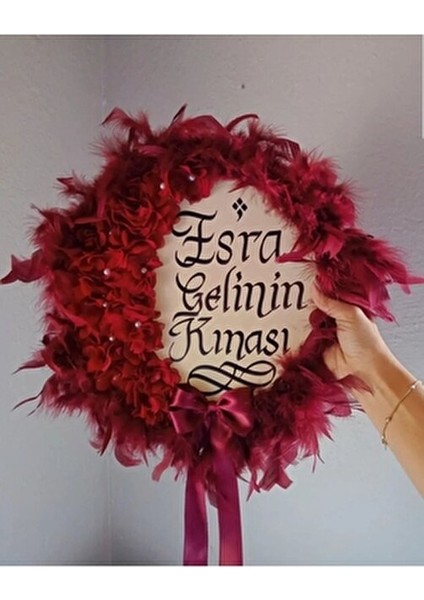 Isme Özel Kına Gelin Tefi Deri Tef Vurmalı Çalgı Def Kına Defi Otrişli Deri Tef