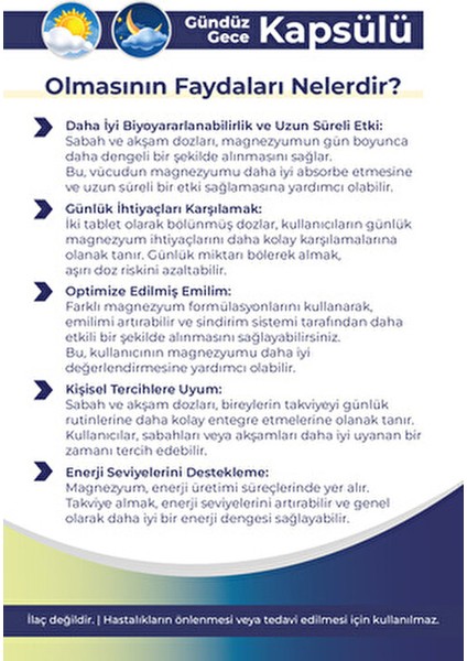Magnezyum Gündüz&gece 60 Tablet Glisinat-Malat-Sitrat-Taurat fiyatları