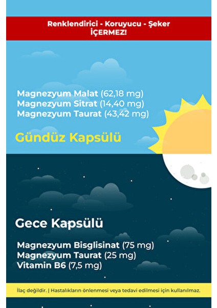 Magnezyum Gündüz&gece 60 Tablet Glisinat-Malat-Sitrat-Taurat indirimleri