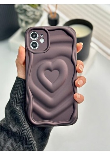Apple Iphone 11 Uyumlu 3D Mat Kabartma Kalp Desenli Darbe Önleyici Kamera Korumalı Silikon Kılıf modelleri