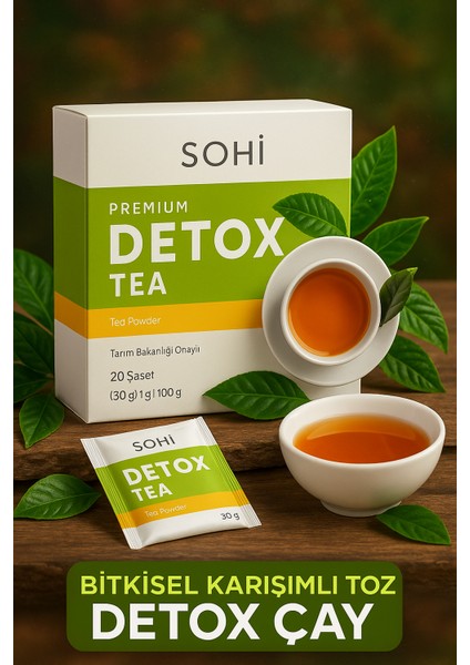Detox (Detoks) Çayı 20’li | Matcha & Zerdeçal | Ödem Atıcı & Yağ Yakımını Destekleyici Bitkisel Çay