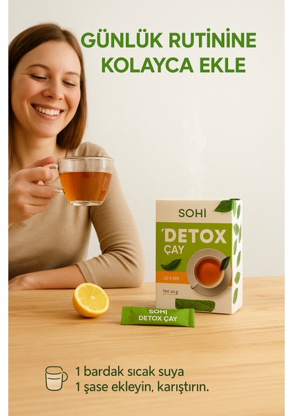 Detox (Detoks) Çayı 20’li | Matcha & Zerdeçal | Ödem Atıcı & Yağ Yakımını Destekleyici Bitkisel Çay fırsatları