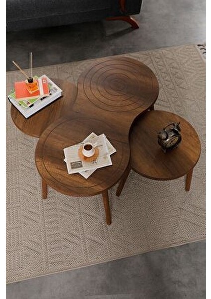 Marlo Mdf Orta Sehpa - Zigon Sehpa 3lü Takım Cnc Işleme fırsatları