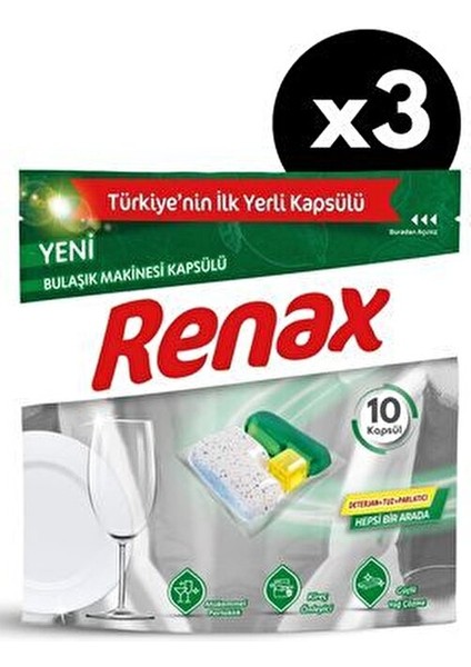 Bulaşık Makinesi Kapsülü Hepsi Bir Arada 10 Lu x 3 Adet fiyatları