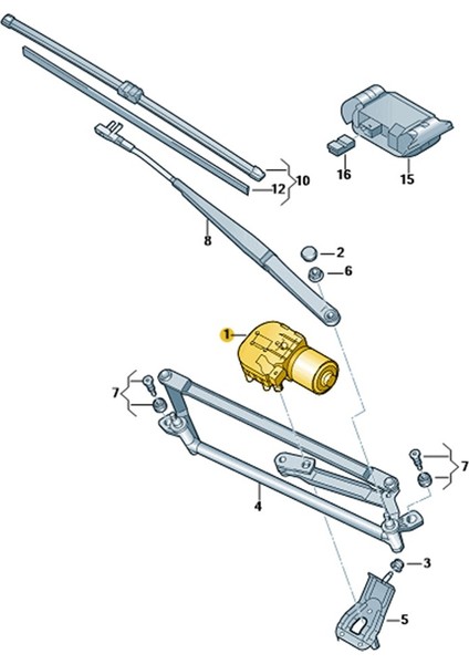 Vw Volkswagen Golf 5 2004-2008 1Q1955119C Ön Cam Silecek Motoru modelleri