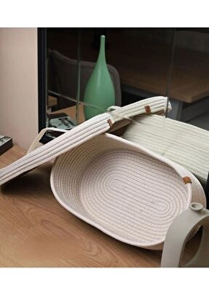 Jüt Hasır Sepet Oval Kapaklı Organizer 30x20 Bej Renkli Ev Düzeni için Fonksiyonel Çözüm modelleri