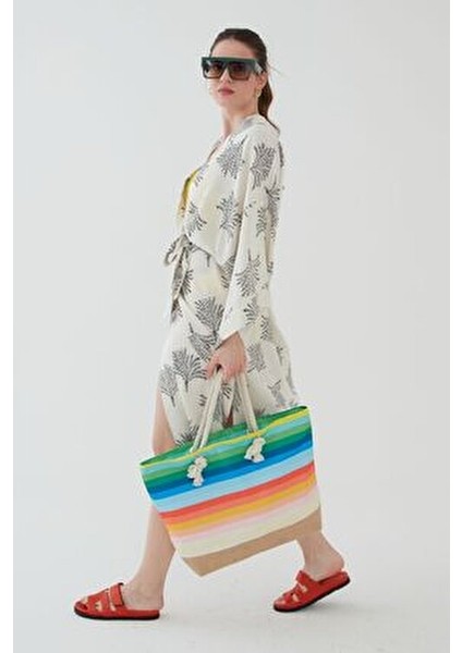 Kadın Kumaş Yumuşak Saplı Plaj Çantası Çok Renkli indirimleri