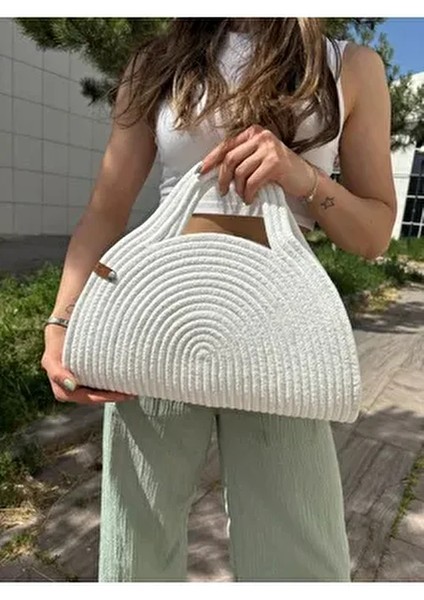 Mia Hasır Jüt Clutch Çanta