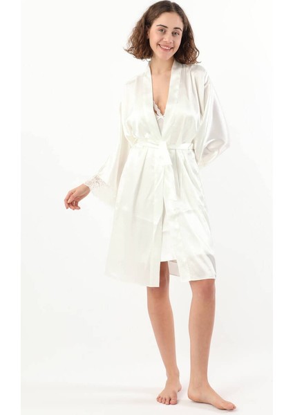 Kadın Saten Gecelik Sabahlık Takım-13167