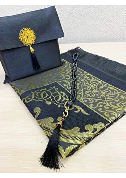 3'lü Şantuk Çantalı Hediyelik Çeyizlik Tesbih Seccade Seti