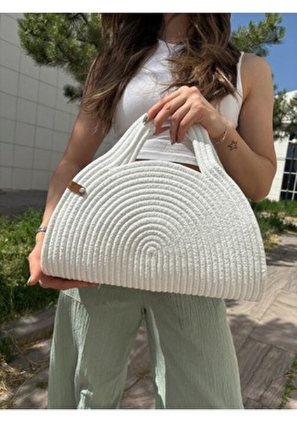 Mia Hasır Jüt Clutch Çanta