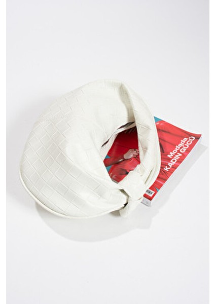 Kadin Mini Baget Dügüm Detaylı Fermuarlı El Çanta Örgü Desenli fırsatları