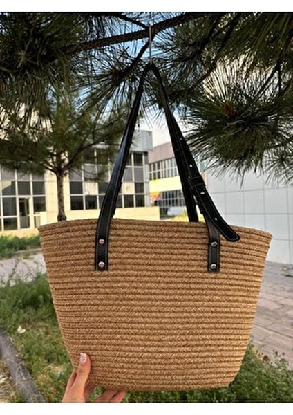 Aura Kadın Jüt Hasır Omuz Çanta Deri Saplı Doğal Malzeme Basic Koleksiyon modelleri