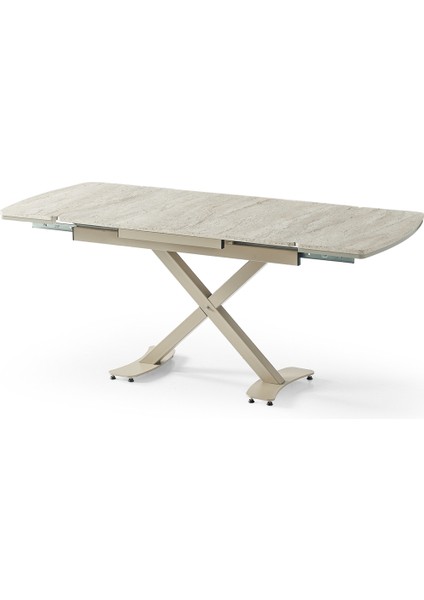 Diamond Açılır Masa Takımı – Traverten Desen Kapuçino Metal Ayak, 4 Sandalyeli, 80X120/180 cm fırsatları