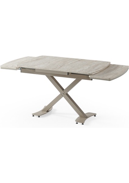 Diamond Açılır Masa Takımı – Traverten Desen Kapuçino Metal Ayak, 4 Sandalyeli, 80X120/180 cm indirimleri