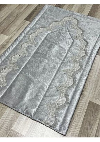 Fransız Güpür Işlemeli Kadife Çeyizlik Gelin Seti Seccadesi