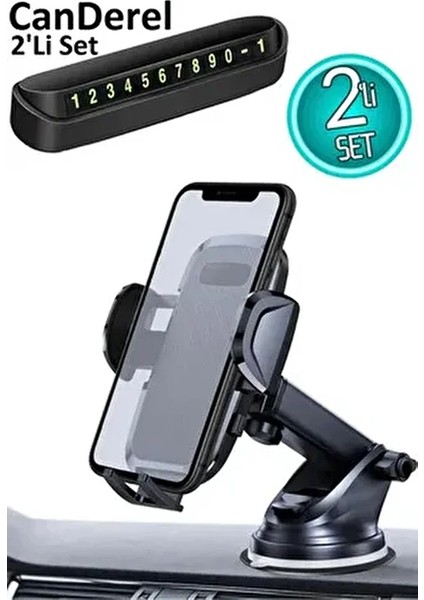 2li Set Araç Telefon Tutucu Numaratör Torpido Cama Yapışan Vantuzlu Araba Telefon Tutacağı Astakos