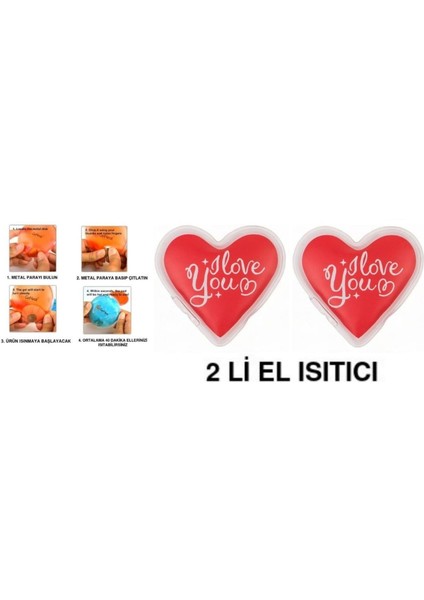 2 Adet Kalpli Sevgi Mesajlı Cep Sobası,el Isıtıcı,sıcak Su Torbası Pvc 9cm