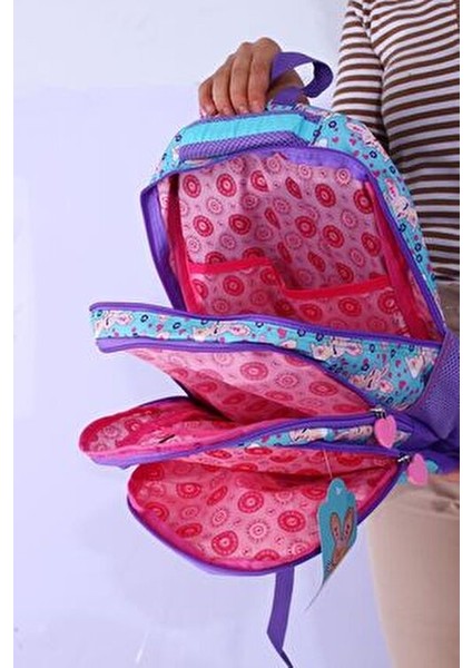 Kız Çocuk Sırt Çantası Suya Dayanıklı Tasarım 40x27x12 cm Mor Renkli fırsatları