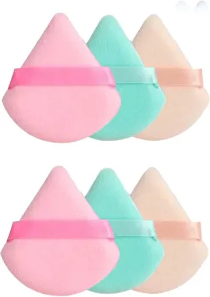 6'lı Renkli Pudra Fondöten Bb Krem Yıkanabilir Uygulama Aparatı Puff Sünger