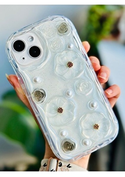 Iphone 13 ve 14 Uyumlu 3D Oyuncaklı Incili Menekşe Tasarımlı Esnek Silikon Kılıfı fiyatları