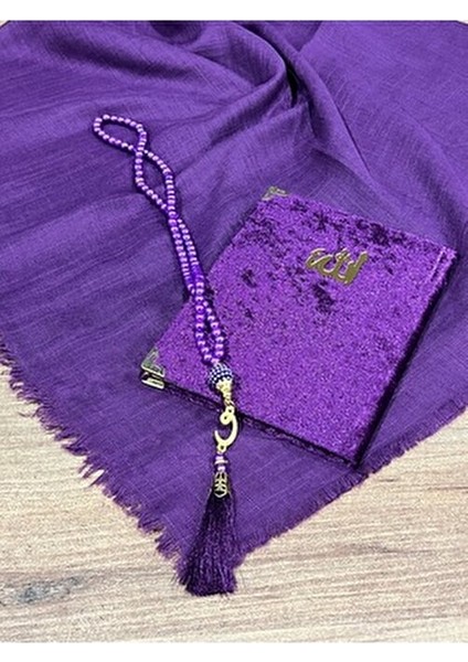 3'lü Hediyelik, Çeyizlik, Mevlütlük, Bohçalık ,gelin Bohçası Flamlı Namaz Örtüsü Yasin Tesbih Seti