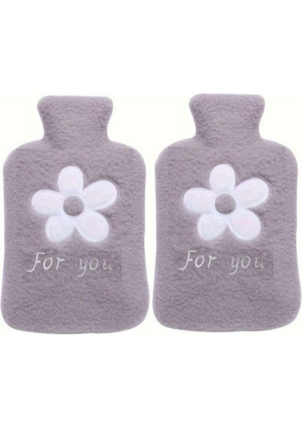 2 Adet Sıcak Su Torbası Peluş Papatya Desenli Gri 21X13,5X2CM 500 ml fiyatları