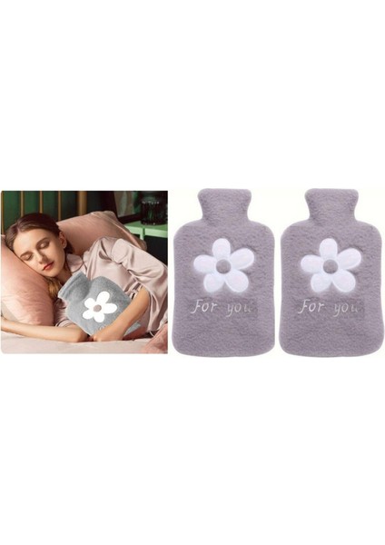 2 Adet Sıcak Su Torbası Peluş Papatya Desenli Gri 21X13,5X2CM 500 ml fırsatları