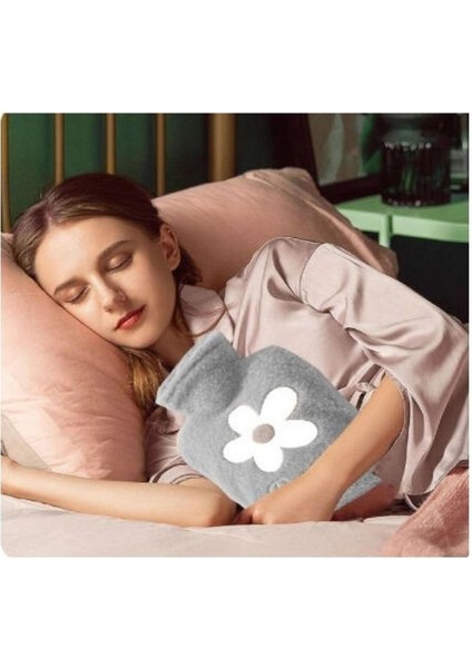 2 Adet Sıcak Su Torbası Peluş Papatya Desenli Gri 21X13,5X2CM 500 ml indirimleri