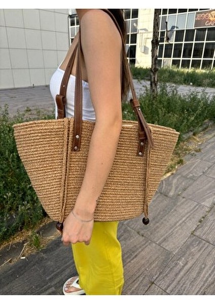 Aura Kadın Jüt Hasır Çanta Ergonomik Deri Saplarla Şık ve Fonksiyonel Tasarım fiyatları