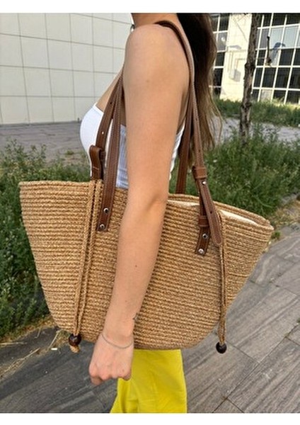 Aura Kadın Jüt Hasır Çanta Ergonomik Deri Saplarla Şık ve Fonksiyonel Tasarım indirimleri
