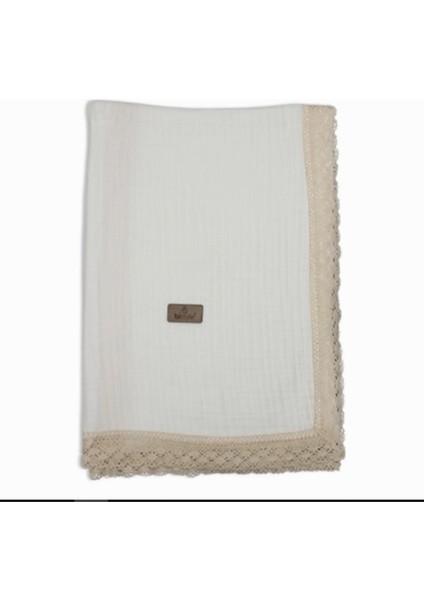 Organik Müslin Battaniye Fistolu 80x90cm Ekru fırsatları