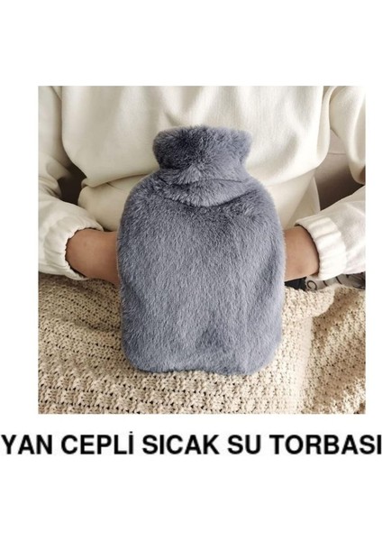 Sıcak Su Torbası Yan Cepli Gri Peluş Termofor 27X17X2CM 1 Litre modelleri