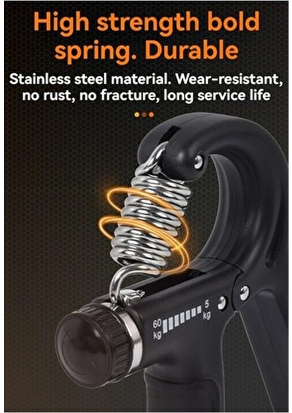 Siyah El Kol Bilek Güçlendirici Egzersiz Aleti 5-60 kg Karpal Direc El Yayı Cihazı Direnç