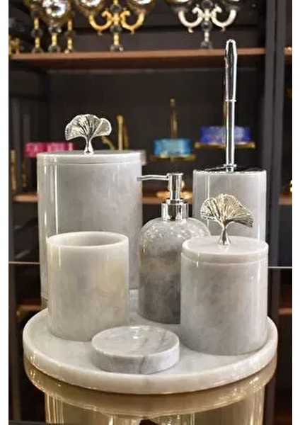 7li Rüya Gri Mermer Mermer Banyo Seti