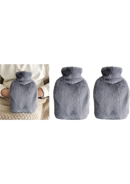 2 Adet Sıcak Su Torbası Yan Cepli Gri Peluş Termofor 27X17X2CM 1 Litre fırsatları