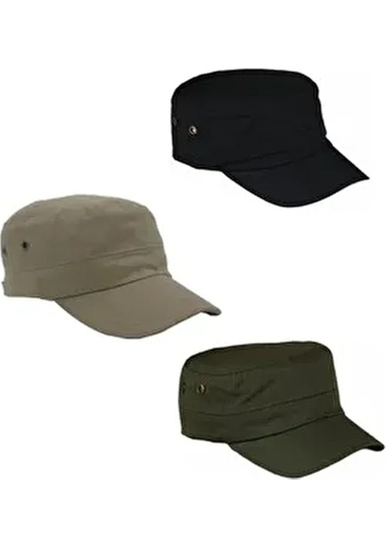 3 Adet Kastro Şapka Kasket Outdoor Castro Kep Siyah - Bej - Haki
