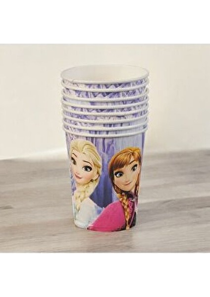 Elsa Lı 8 Kişilik Tabak Bardak Çatal Seti 21 cm Renkli Karlar Ülkesi Temalı fırsatları