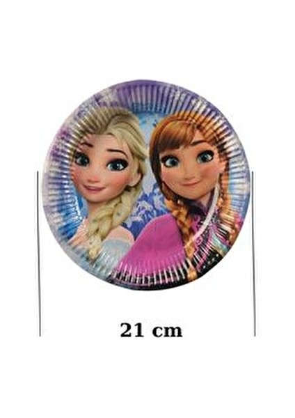 Elsa Lı 8 Kişilik Tabak Bardak Çatal Seti 21 cm Renkli Karlar Ülkesi Temalı indirimleri